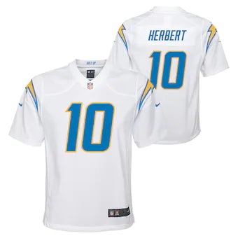 youth nike justin herbert white los angeles chargers team g